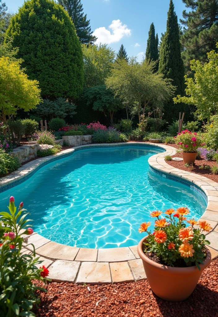 11 Stunning Spool Pool Landscaping Ideas That Will Make Your Neighbors Envy You! - 5. Colorful Garden Escape