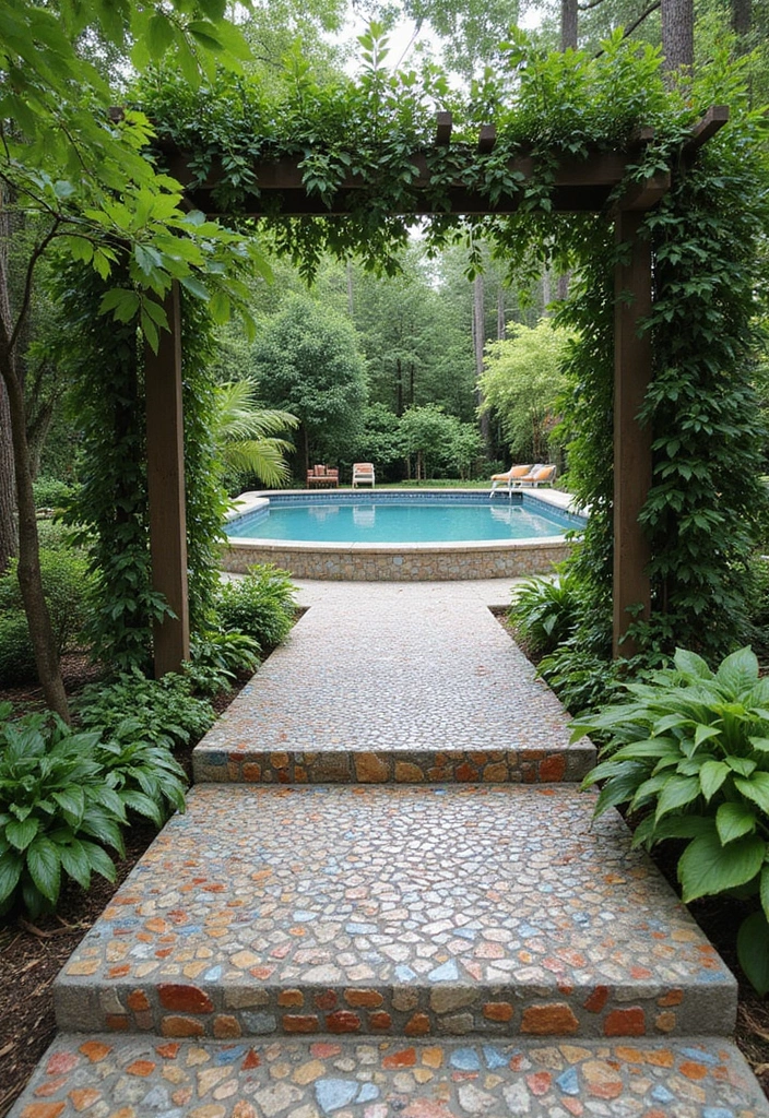11 Stunning Spool Pool Landscaping Ideas That Will Make Your Neighbors Envy You! - 8. Artistic Pathways