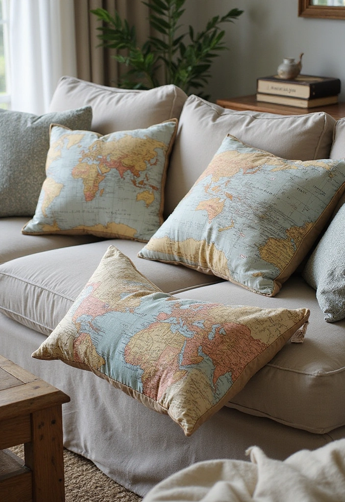11 Themed Pillow Shapes for Your Sofa That Will Wow Your Friends (#7 Is a Must-See!) - 7. Travel-Inspired