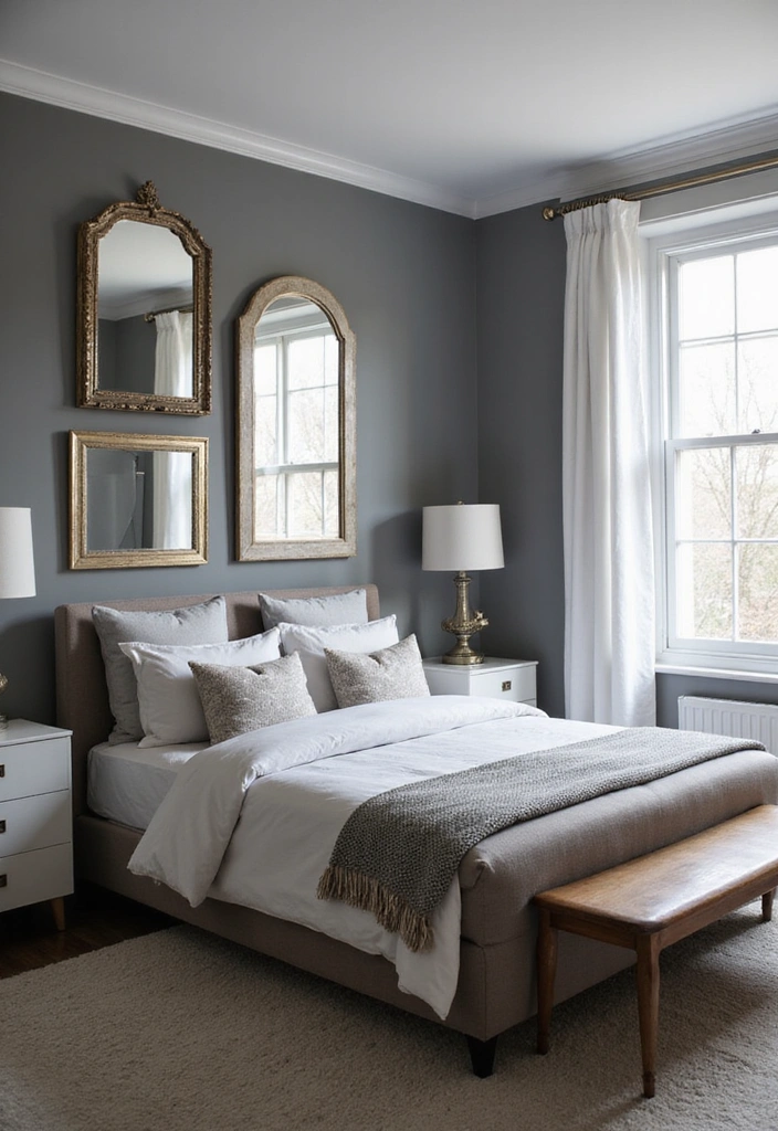 12 Boho Gray Bedroom Decor Hacks That Create an Inviting Oasis (You’ll Love #5!) - 10. Use Mirrors Wisely