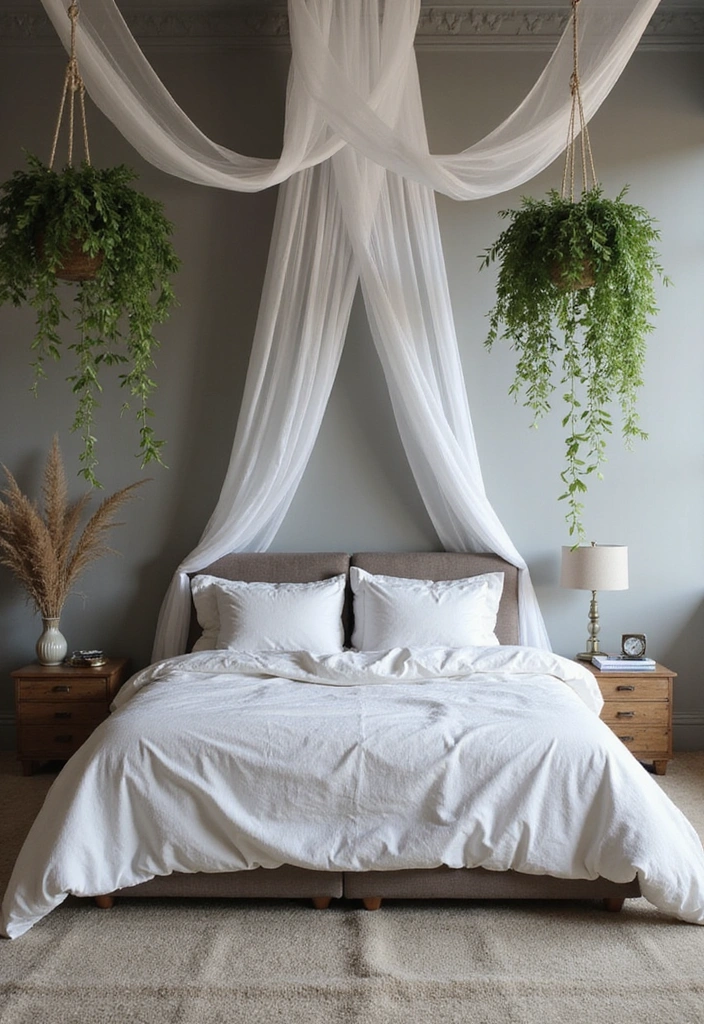 12 Boho Gray Bedroom Decor Hacks That Create an Inviting Oasis (You’ll Love #5!) - 12. Ethereal Ceiling Decor