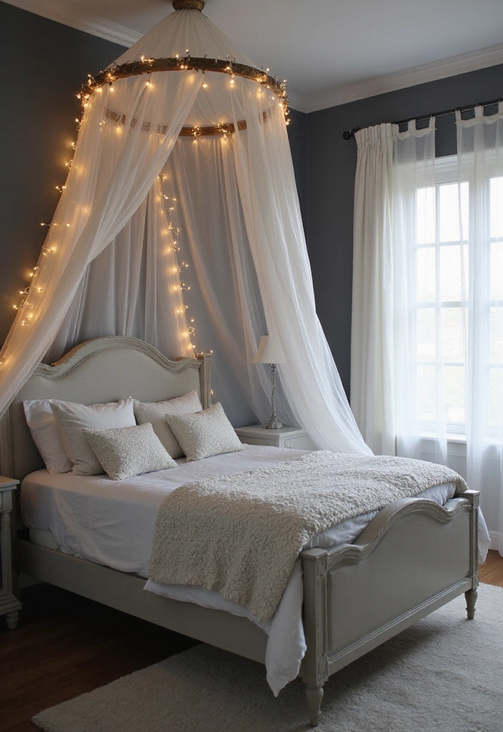 12 Boho Gray Bedroom Decor Hacks That Create an Inviting Oasis (You’ll Love #5!) - 5. Find a Focal Point with a Canopy