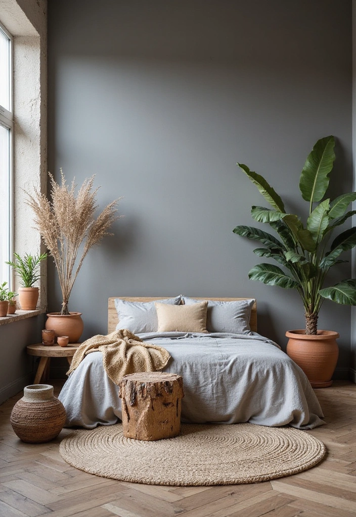12 Boho Gray Bedroom Decor Hacks That Create an Inviting Oasis (You’ll Love #5!) - 9. Embrace Earthy Accents