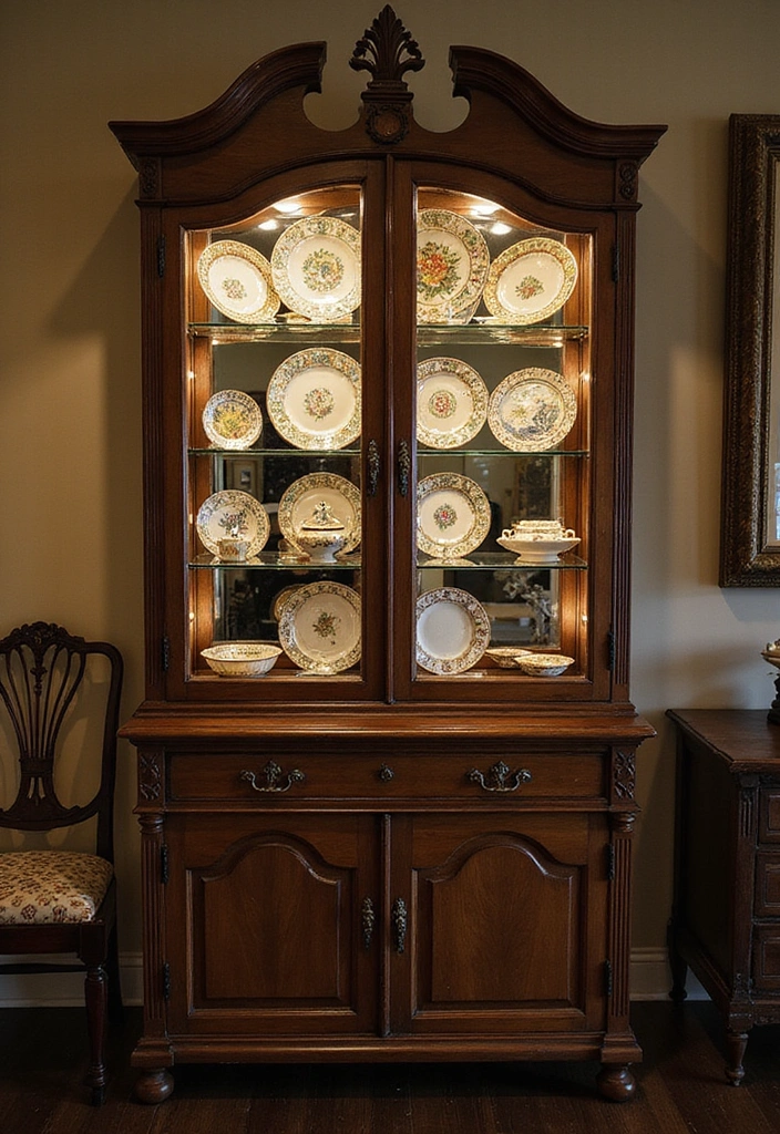 12 Stunning Ways to Showcase Your Tiffany Plates That Will Leave Everyone in Awe! - 2. Vintage Display Cabinets for a Timeless Appeal