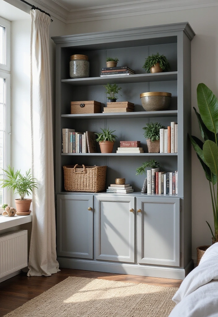12 Trendy Gray Bedroom Furniture Pieces You Didn't Know You Needed (Check Out #3!) - 6. Gray Bookcase or Shelving Unit