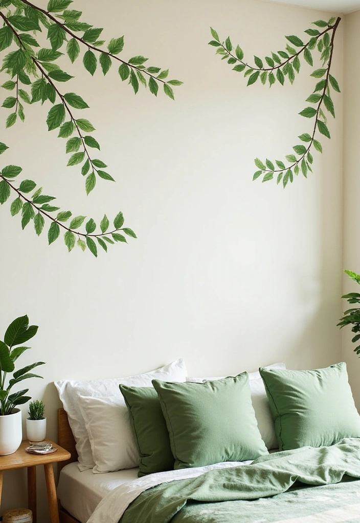 13 Bedroom Wall Art Ideas That'll Make Your Space Feel Like a Cozy Retreat! - 1. Botanical Wall Decals for a Touch of Nature