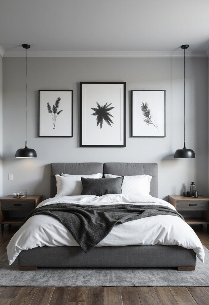 13 Bedroom Wall Art Ideas That'll Make Your Space Feel Like a Cozy Retreat! - 10. Minimalist Black and White Art