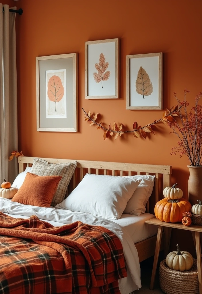13 Bedroom Wall Art Ideas That'll Make Your Space Feel Like a Cozy Retreat! - 13. Seasonal Decor for a Cozy Touch