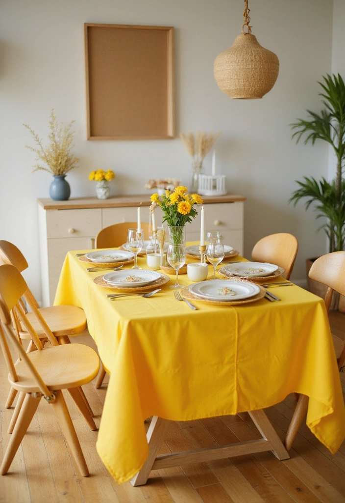 13 Easy DIY Yellow Decor Ideas That'll Make You Say, 'Why Didn't I Think of That?' - 11. Bright Yellow Table Decor