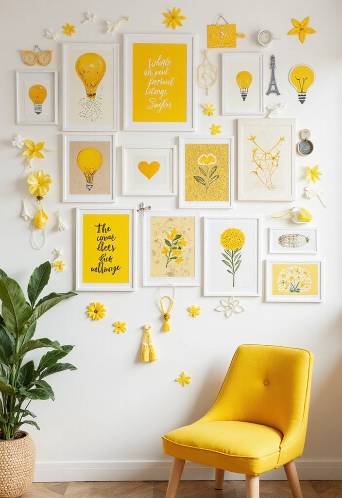 13 Easy DIY Yellow Decor Ideas That'll Make You Say, 'Why Didn't I Think of That?' - 12. Yellow-Themed Wall Decor