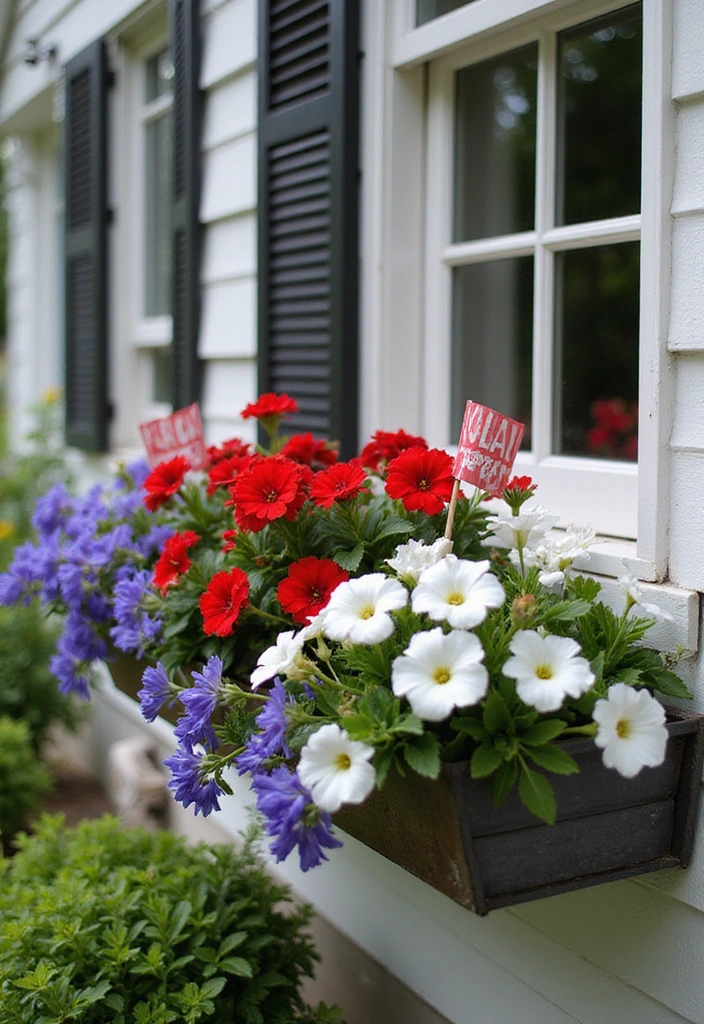 14 Colorful Window Box Flower Combinations That Will Brighten Your Day (Don't Miss #9!) - 1. Classic Red, White, and Blue