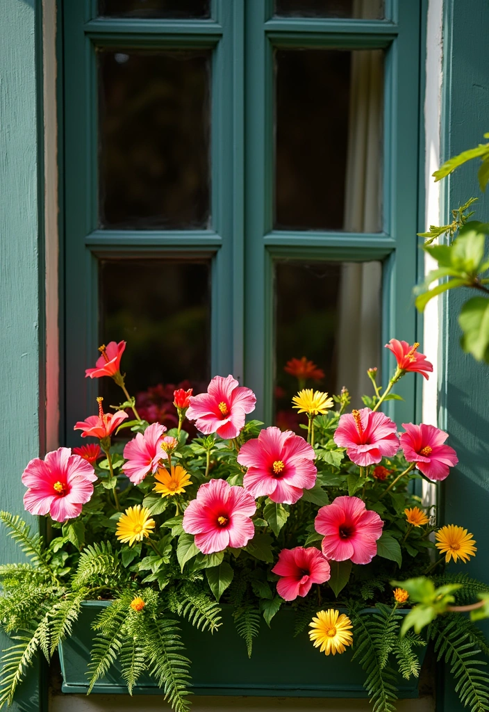14 Colorful Window Box Flower Combinations That Will Brighten Your Day (Don't Miss #9!) - 3. Tropical Paradise