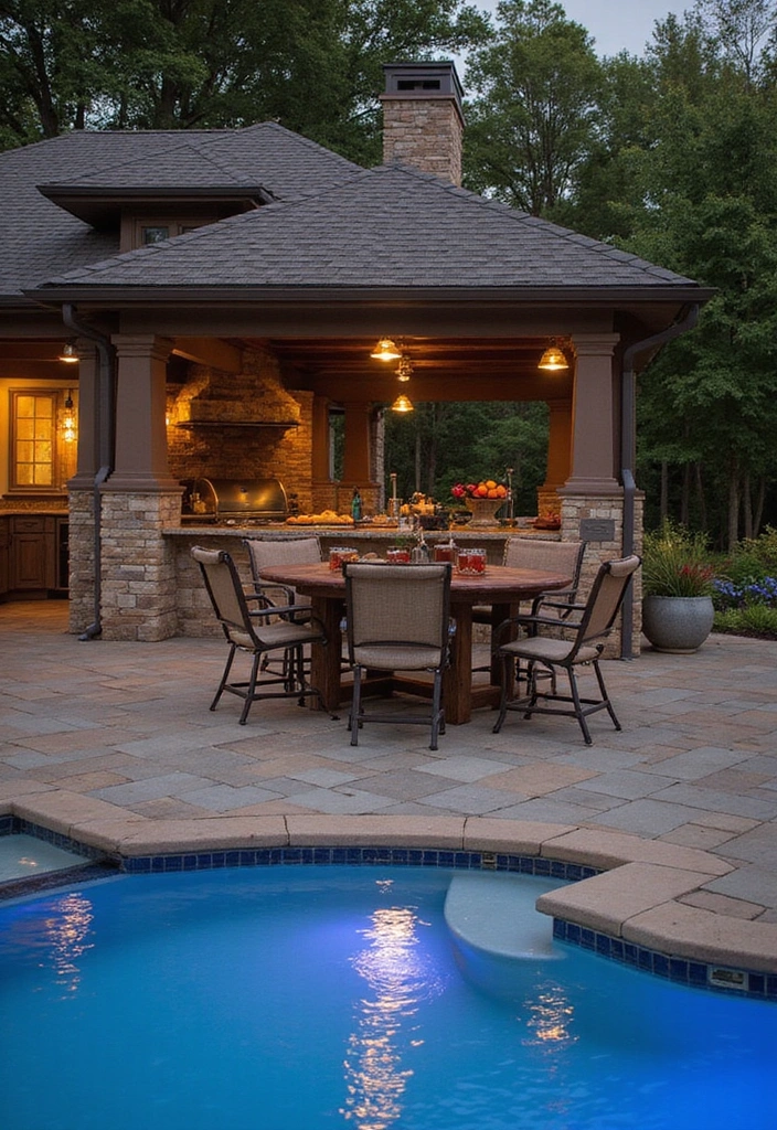 14 Gorgeous Pool Deck Designs That Will Turn Your Small Pool into a Relaxation Hub! - 10. Outdoor Kitchen Delight