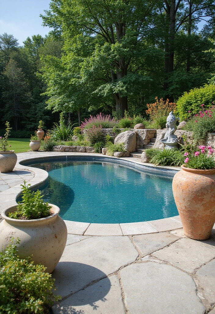 14 Gorgeous Pool Deck Designs That Will Turn Your Small Pool into a Relaxation Hub! - 11. Artistic Landscaping