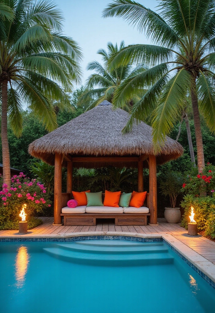 14 Gorgeous Pool Deck Designs That Will Turn Your Small Pool into a Relaxation Hub! - 4. Tropical Paradise