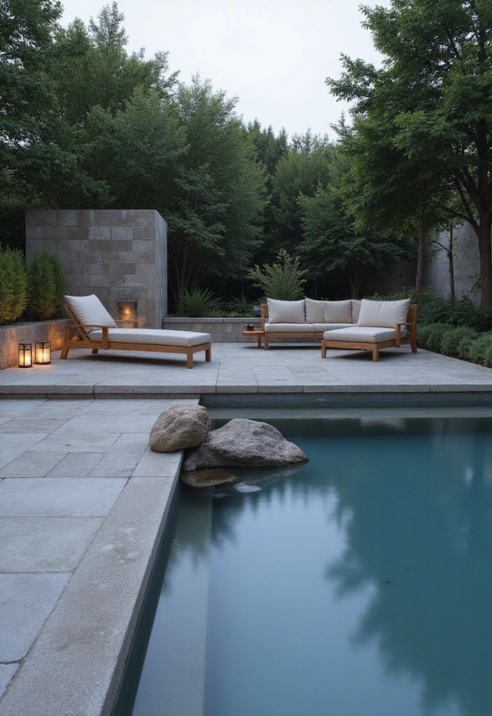 14 Gorgeous Pool Deck Designs That Will Turn Your Small Pool into a Relaxation Hub! - 6. Minimalist Zen Space