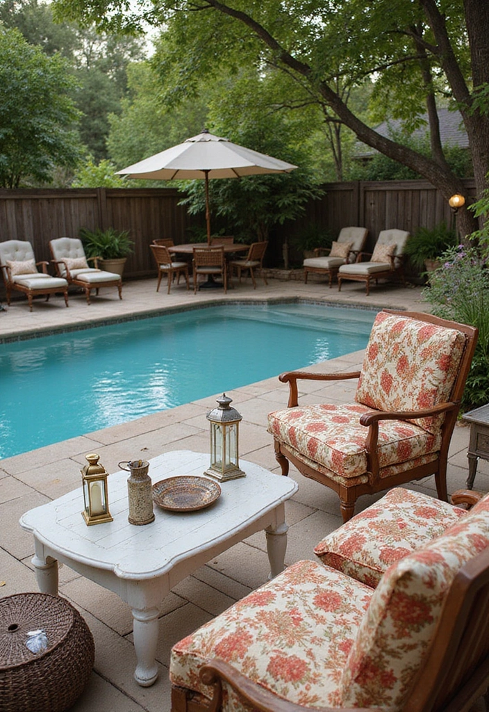 14 Gorgeous Pool Deck Designs That Will Turn Your Small Pool into a Relaxation Hub! - 9. Vintage Charm