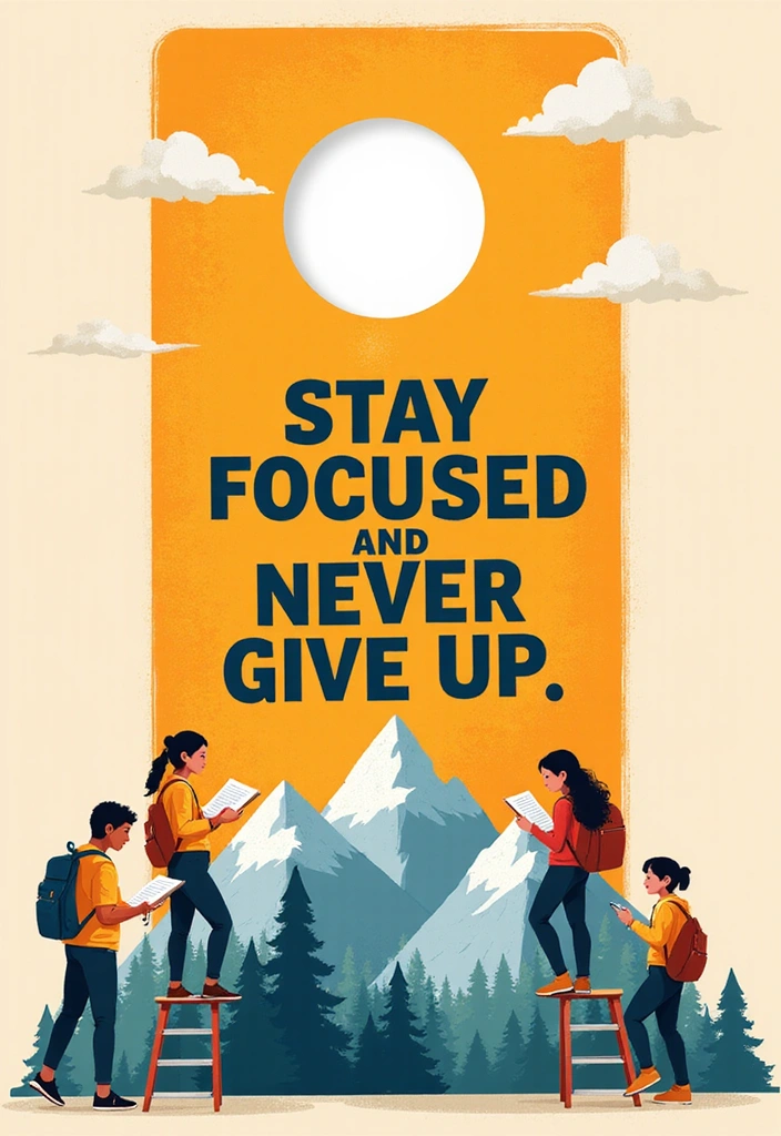 14 Motivational Door Hangers That Will Inspire Your Students Daily (You’ll Love #3!) - 11. 'Stay Focused and Never Give Up' Door Hanger