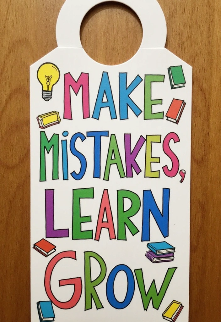 14 Motivational Door Hangers That Will Inspire Your Students Daily (You’ll Love #3!) - 6. 'Make Mistakes, Learn, Grow' Door Hanger