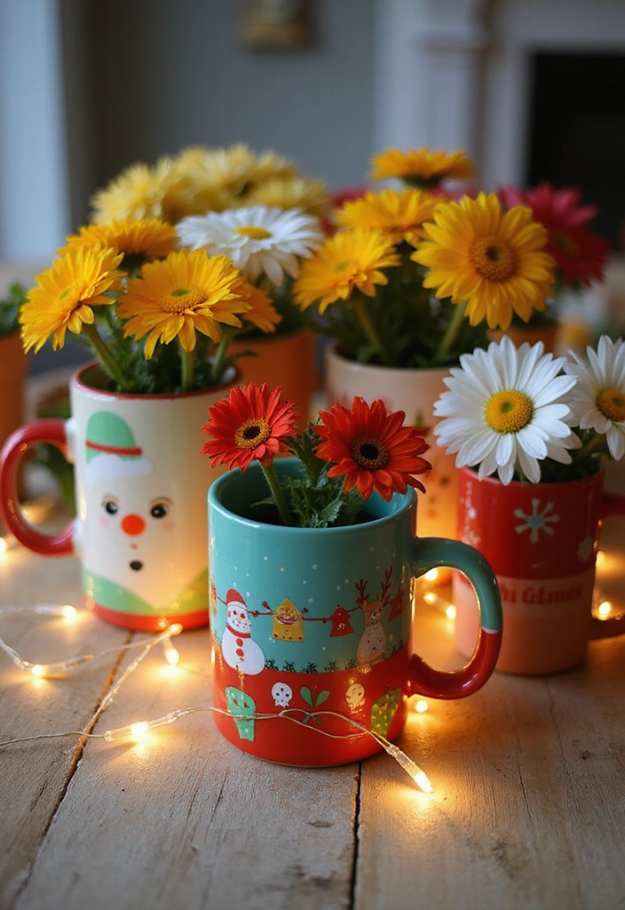 14 Seasonal Centerpiece Ideas That Will Make Your Home A Holiday Wonderland (You’ll Love #6!) - 12. Simple DIY Mug Centerpiece