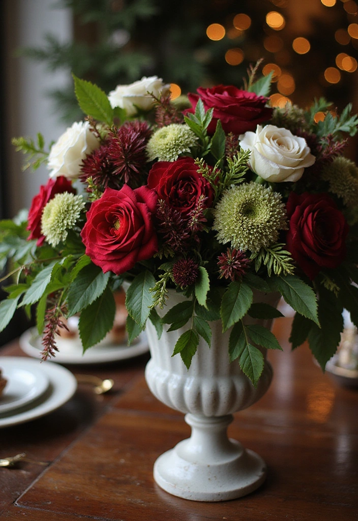 14 Seasonal Centerpiece Ideas That Will Make Your Home A Holiday Wonderland (You’ll Love #6!) - 5. Festive Floral Arrangement