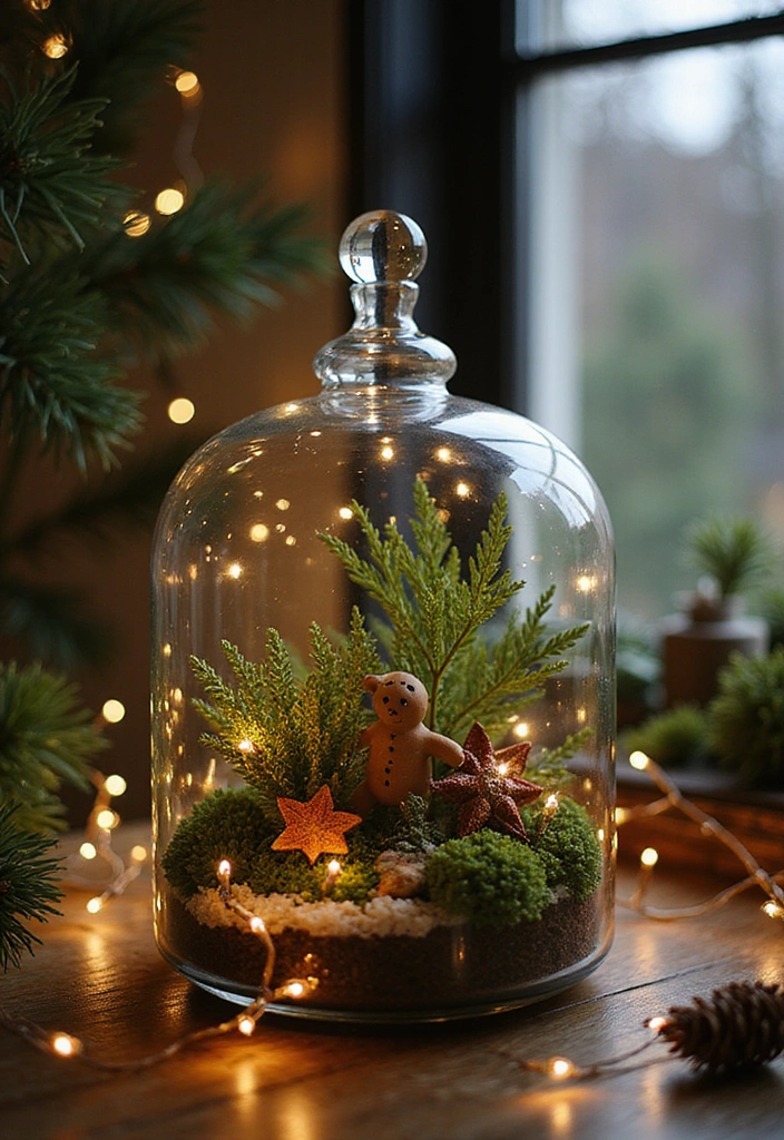 14 Seasonal Centerpiece Ideas That Will Make Your Home A Holiday Wonderland (You’ll Love #6!) - 8. Elegant Glass Terrarium