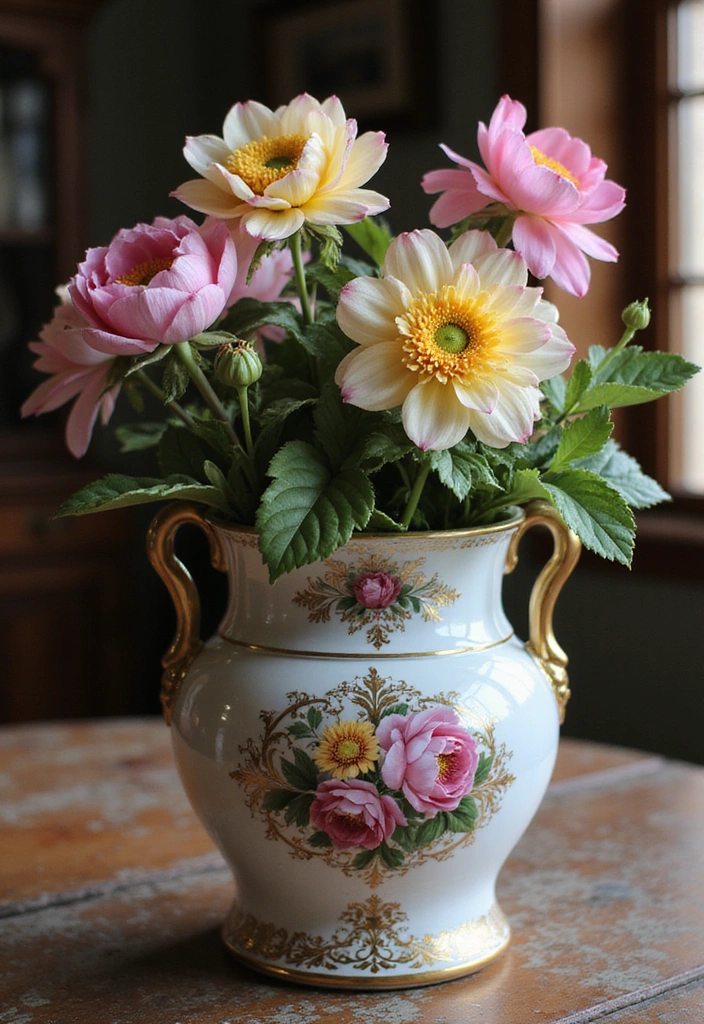 14 Vintage Flower Pot Designs That Will Bring Timeless Charm to Your Home! - 11. Exquisite Vintage Porcelain