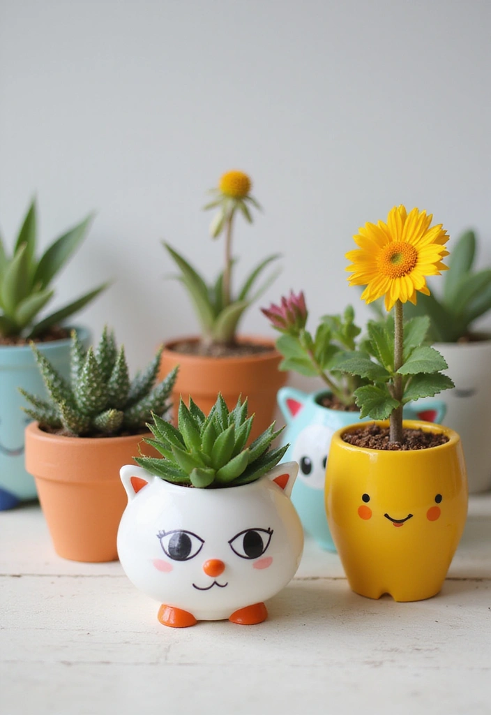 14 Vintage Flower Pot Designs That Will Bring Timeless Charm to Your Home! - 6. Quirky Decorated Pots
