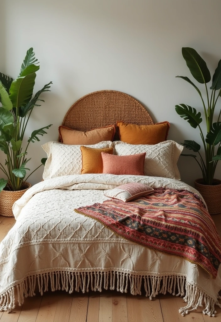 15 Aesthetic Bedding Combos That'll Transform Your Bedroom Into a Dreamy Retreat! - 1. Boho Bliss