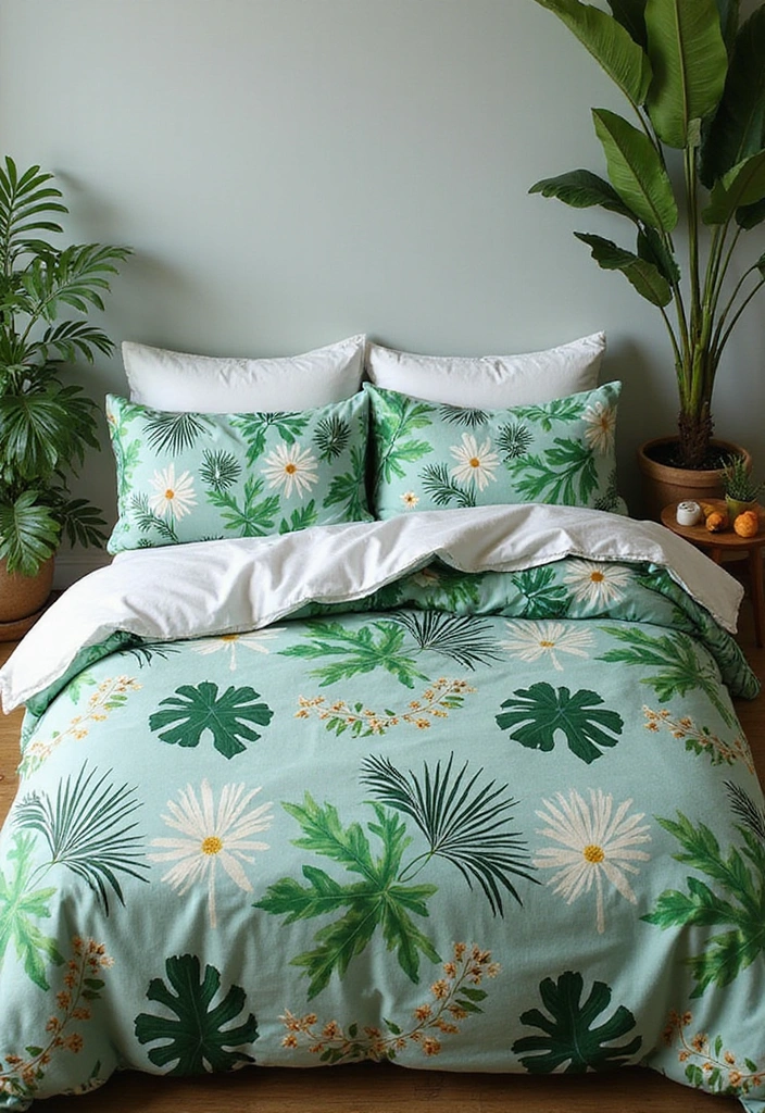 15 Aesthetic Bedding Combos That'll Transform Your Bedroom Into a Dreamy Retreat! - 6. Vibrant Botanicals