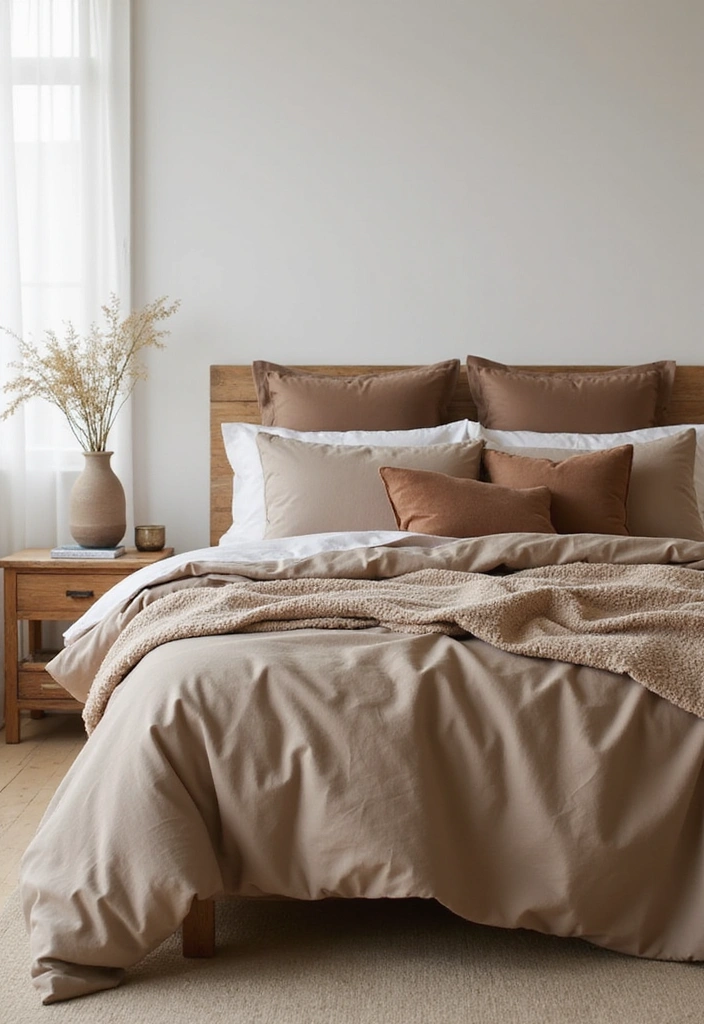 15 Aesthetic Bedding Combos That'll Transform Your Bedroom Into a Dreamy Retreat! - 9. Earthy Neutrals