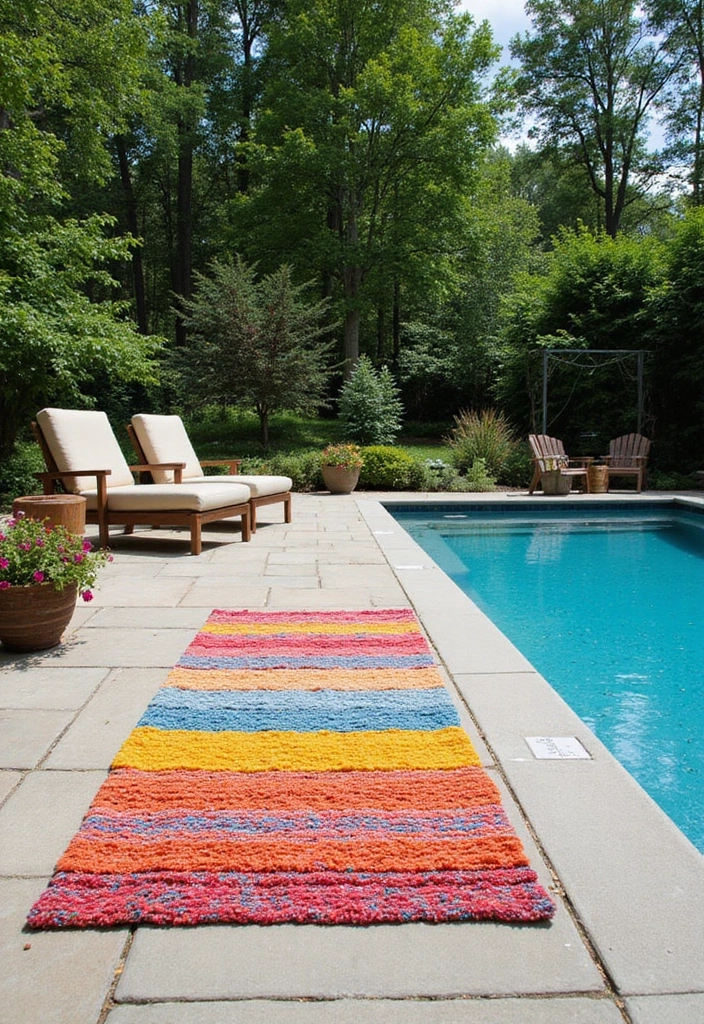 15 Creative Pool Decor Hacks That'll Make Your Neighbors Jealous! - 12. Create Zones with Rugs