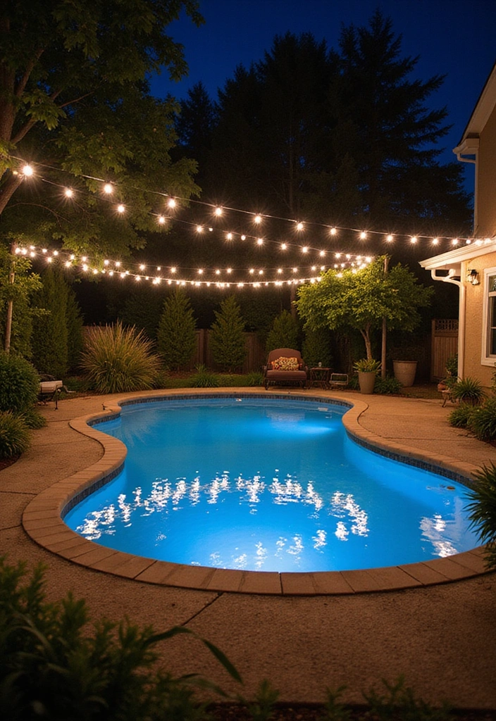 15 Creative Pool Decor Hacks That'll Make Your Neighbors Jealous! - 2. String Lights for Ambiance
