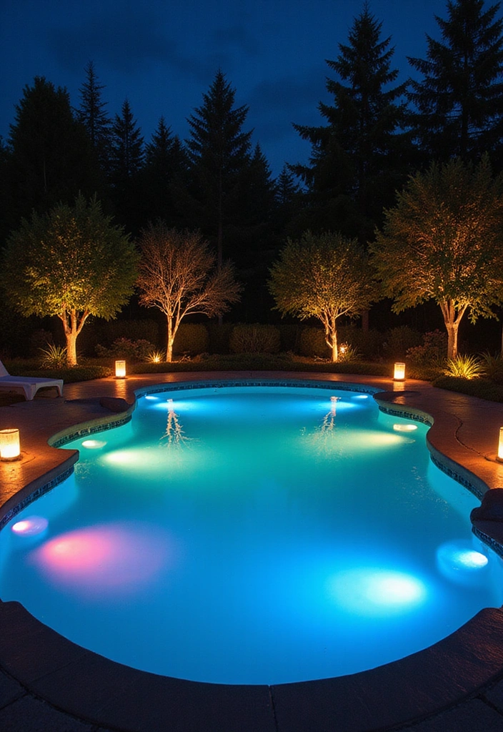 15 Creative Pool Decor Hacks That'll Make Your Neighbors Jealous! - 7. Artistic Pool Lighting