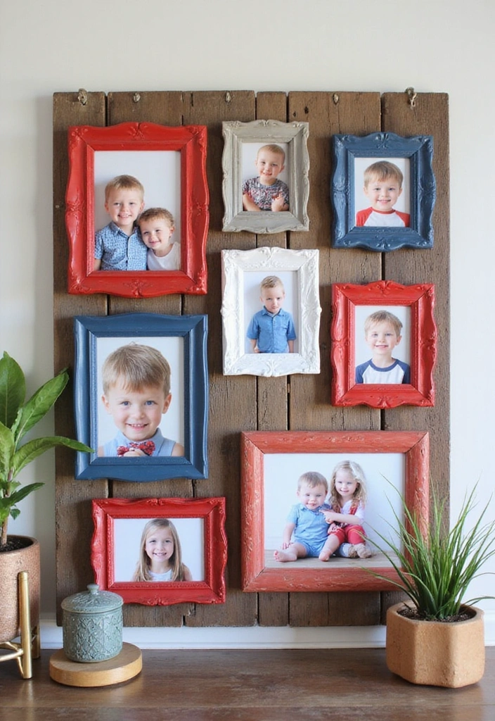 15 DIY Patriotic Crafts That’ll Transform Your Home into a Red, White, and Blue Wonderland (Check Out #9!) - 14. Patriotic Photo Display