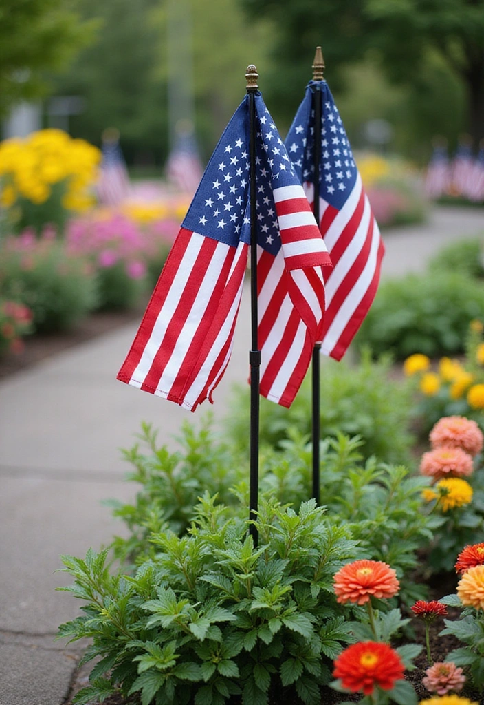 15 DIY Patriotic Crafts That’ll Transform Your Home into a Red, White, and Blue Wonderland (Check Out #9!) - 8. Patriotic Garden Flags