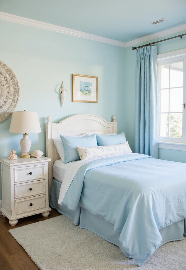 15 Dreamy Blue Bedroom Decor Ideas for a Tranquil Oasis (You’ll Love #9!) - 1. Coastal Charm with Sea-Inspired Accents