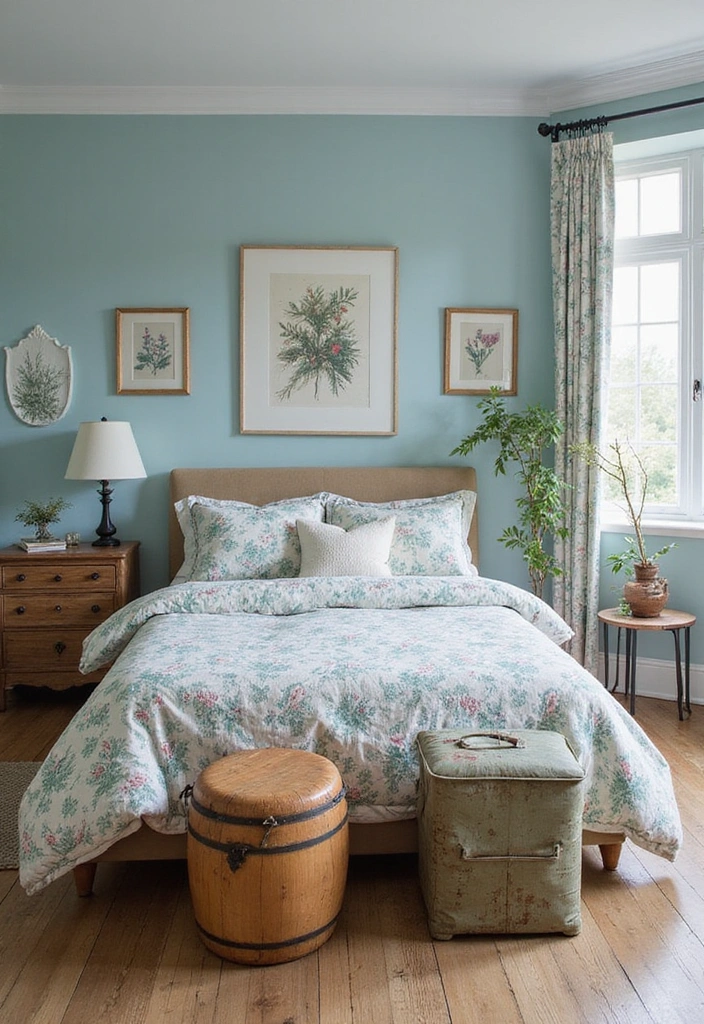 15 Dreamy Blue Bedroom Decor Ideas for a Tranquil Oasis (You’ll Love #9!) - 10. Charming Cottage Vibe