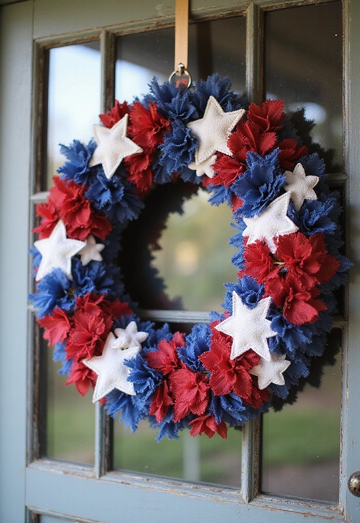 15 Easy 4th of July Decor Ideas That Will Impress Your Guests (And Your Neighbors!) - 1. DIY Star-Spangled Wreath