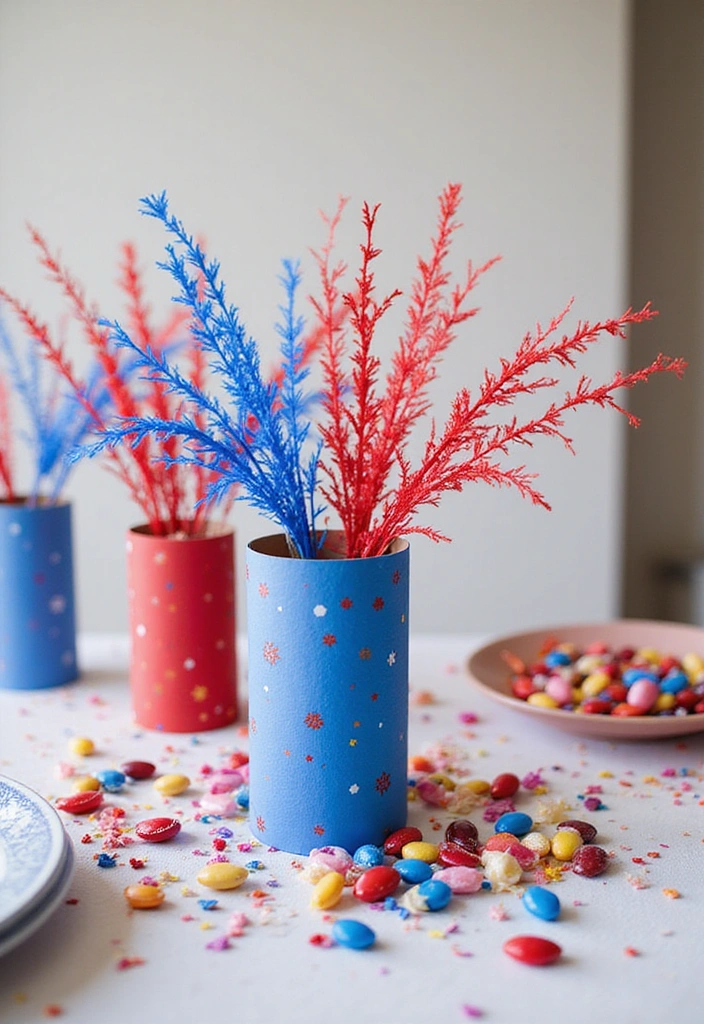15 Easy 4th of July Decor Ideas That Will Impress Your Guests (And Your Neighbors!) - 10. Firecracker Centerpieces
