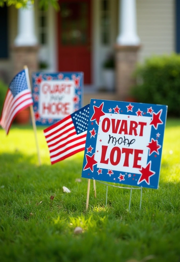 15 Easy 4th of July Decor Ideas That Will Impress Your Guests (And Your Neighbors!) - 12. DIY Patriotic Yard Signs