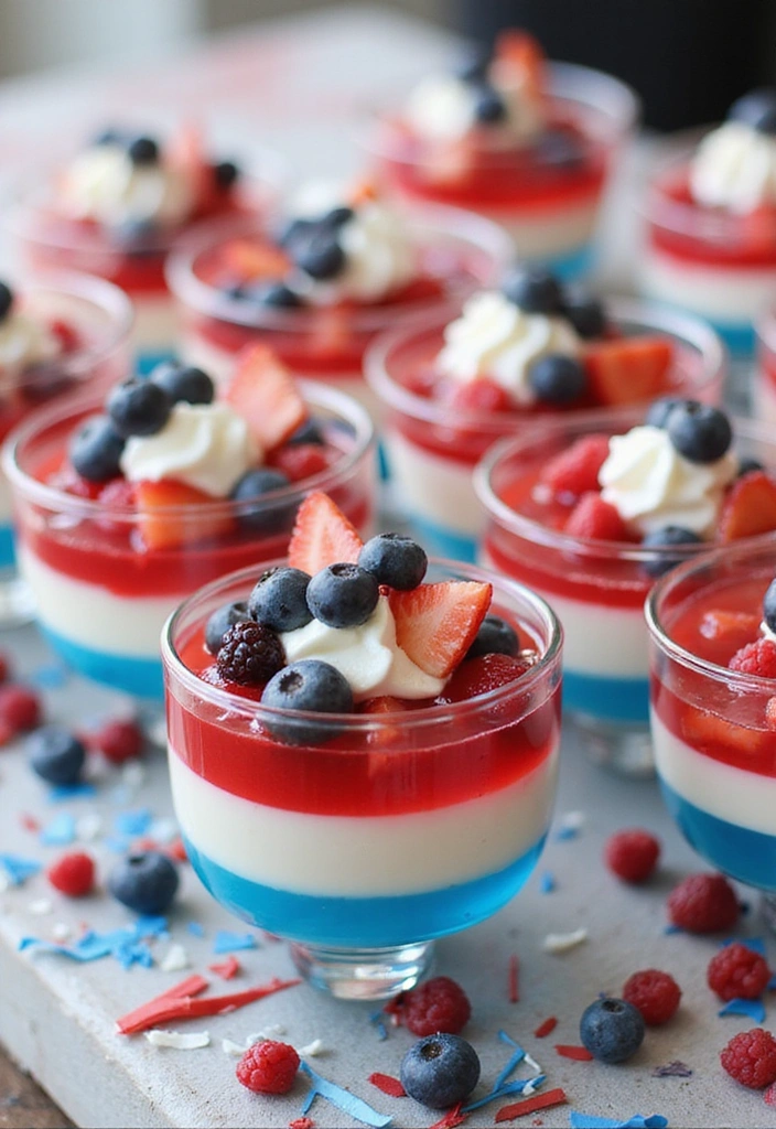 15 Easy 4th of July Decor Ideas That Will Impress Your Guests (And Your Neighbors!) - 13. Layered Red, White, and Blue Desserts