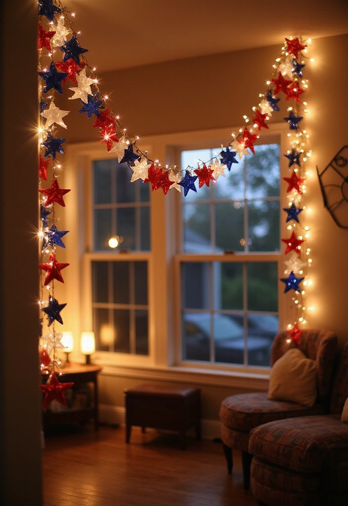 15 Easy 4th of July Decor Ideas That Will Impress Your Guests (And Your Neighbors!) - 3. Red, White, and Blue Garland