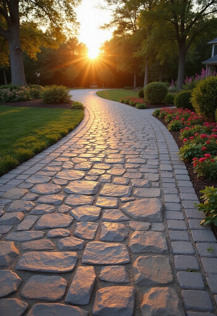 15 Eye-Catching Landscape Designs for Your Driveway (Prepare to Be Inspired by #7!) - 1. Elegant Stone Pavers