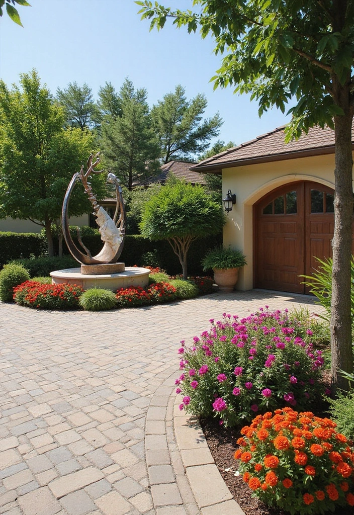 15 Eye-Catching Landscape Designs for Your Driveway (Prepare to Be Inspired by #7!) - 14. Driveway Art Installations