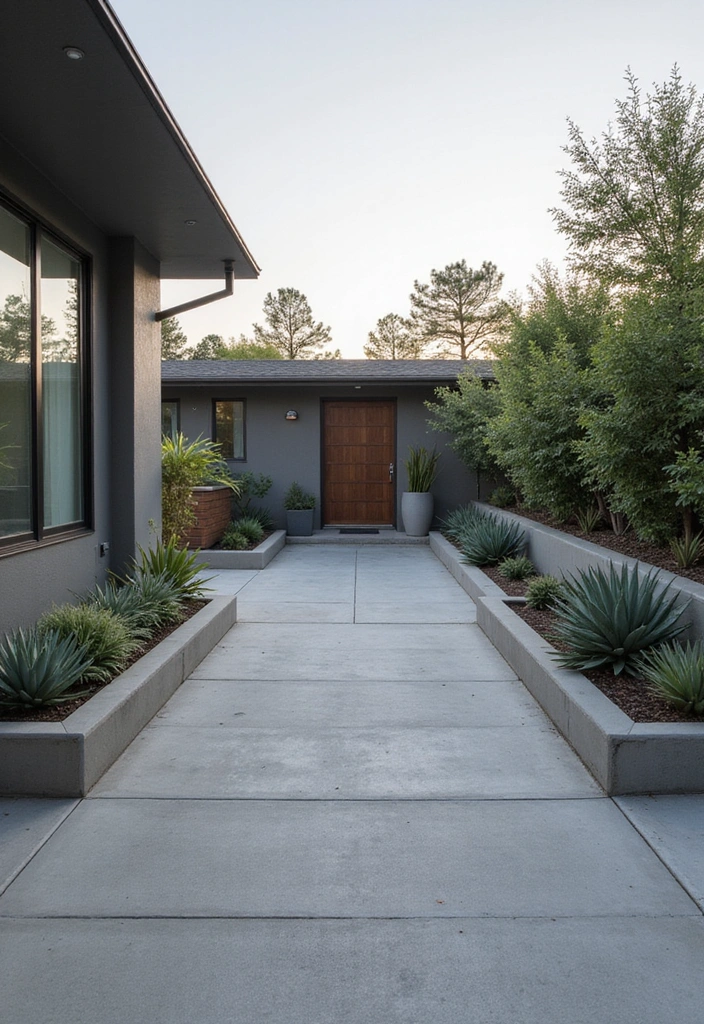 15 Eye-Catching Landscape Designs for Your Driveway (Prepare to Be Inspired by #7!) - 4. Minimalist Concrete Driveways