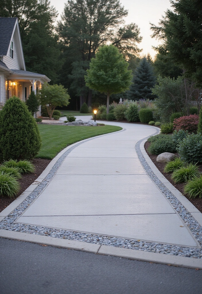 15 Eye-Catching Landscape Designs for Your Driveway (Prepare to Be Inspired by #7!) - 8. Decorative Concrete Borders