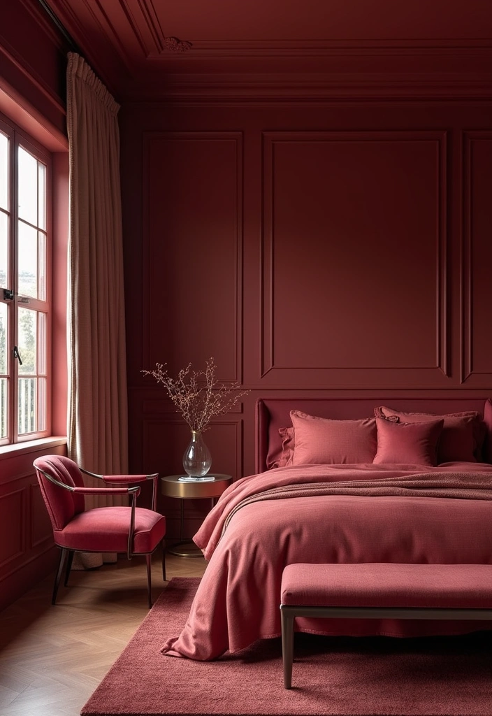 15 Gorgeous Cherry Color Bedroom Decor Inspirations for Every Girl's Dream Space! - 12. Monochrome Cherry Style