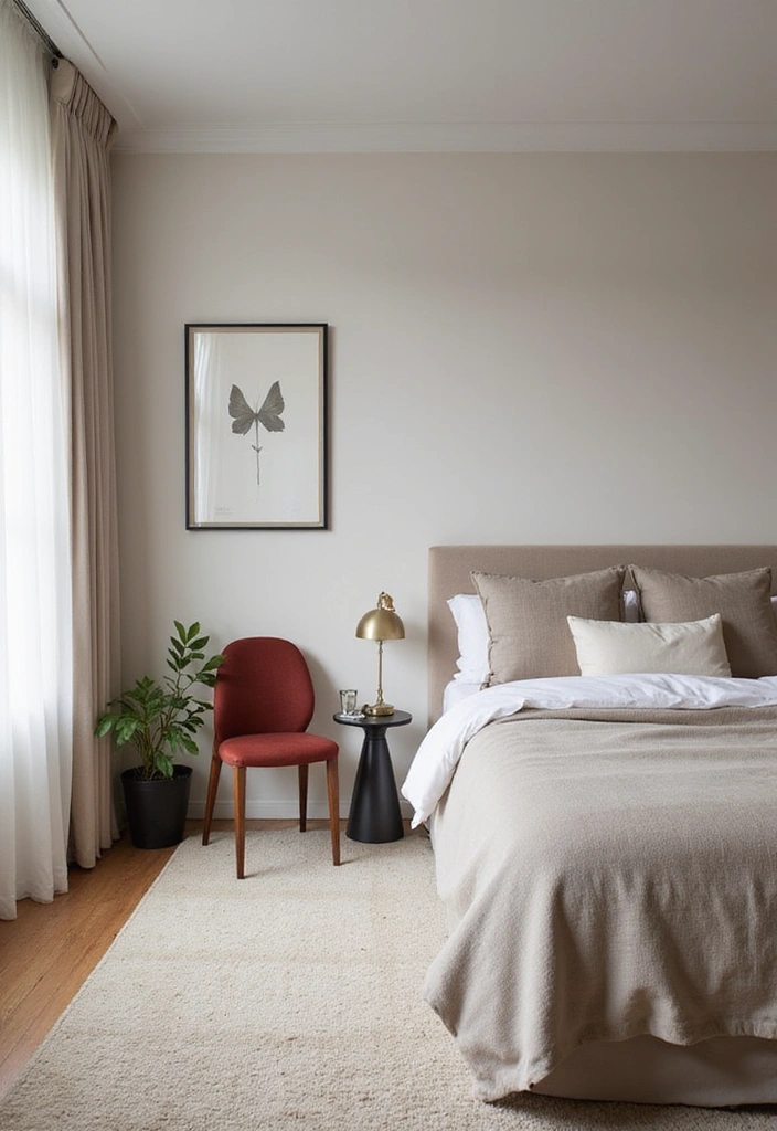 15 Gorgeous Cherry Color Bedroom Decor Inspirations for Every Girl's Dream Space! - 14. Minimalist Cherry Accents