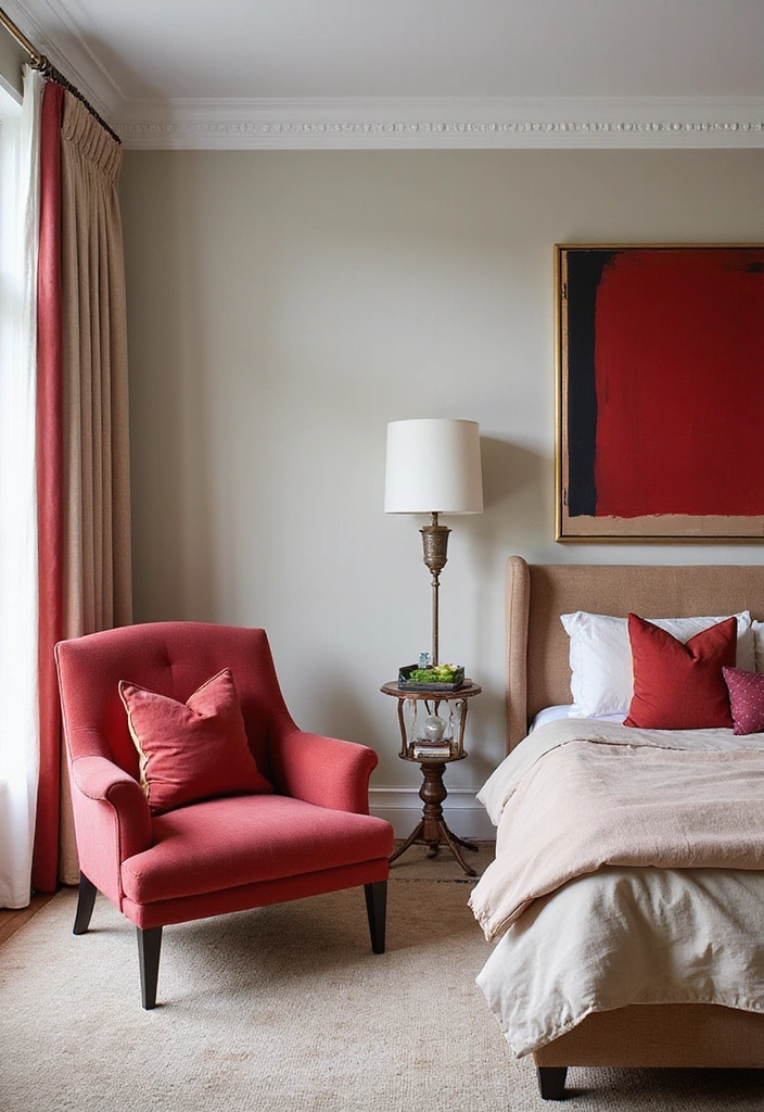 15 Gorgeous Cherry Color Bedroom Decor Inspirations for Every Girl's Dream Space! - 7. Bold Cherry Accents